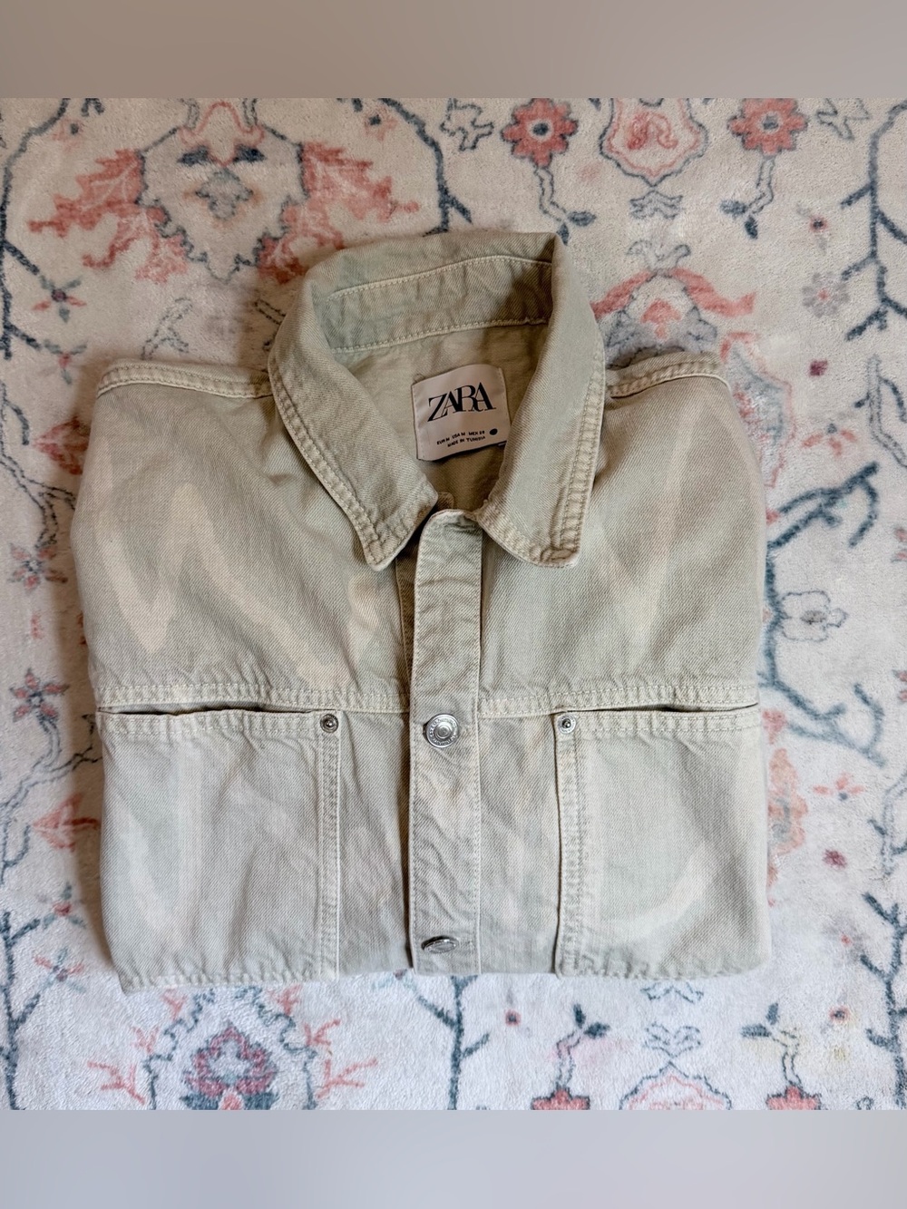 Zara Light Beige Utility Jean Jacket